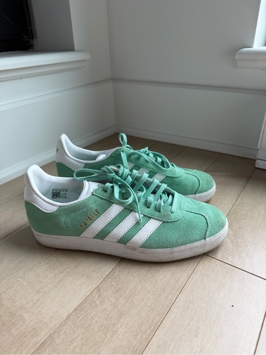 adidas Shoes - adidas Gazelle Suede Sneakers in Mint Green with White Stripes